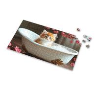 Puzzle A Fluffy Kitten Sits In An Ornate Bathtub Filled With Ice Cubes. Picture Puzzle 3 Year Old Girl Gifts 1000 Piece Puzzle For Adults(1000PCS)