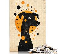 Puzzle Adult 1000 Piece Abstract Dog Vector Portrait with Orange Circle Jigsaw Puzzle Game Paper Jigsaw Puzzle Teenagers And Fun Puzzles Games 38x26cm/1000pcs