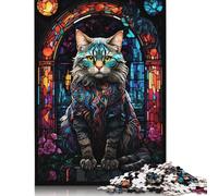 Puzzle Adult 1000 Piece Abyssinian Cat Abstract Jigsaw Puzzle Game Paper Jigsaw Puzzle Teenagers And Fun Puzzles Games 38x26cm/1000pcs
