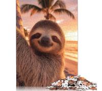 Puzzle Adult 1000 Piece Cute Sloth on A Tropical Beach Sunset Jigsaw Puzzle Game Paper Jigsaw Puzzle Teenagers And Fun Puzzles Games 38x26cm/1000pcs