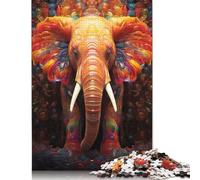 Puzzle Adult 500 Piece Elephant in Rainbow Colors Jigsaw Puzzle Game Wooden Jigsaw Puzzle Teenagers And Fun Puzzles Games 500pcs (52x38cm)
