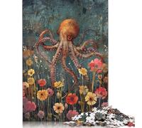 Puzzle Adult 500 Piece Floral Octopus Jigsaw Puzzle Game Wooden Jigsaw Puzzle Teenagers And Fun Puzzles Games 500pcs (52x38cm)