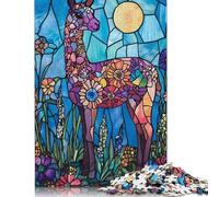Puzzle Adult 500 Piece Llama Flower Mosaic Jigsaw Puzzle Game Wooden Jigsaw Puzzle Teenagers And Fun Puzzles Games 500pcs (52x38cm)