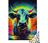 Puzzle Adult 500 Piece Psychedelic Buffalo Jigsaw Puzzle Game Wooden Jigsaw Puzzle Teenagers And Fun Puzzles Games 500pcs (52x38cm)