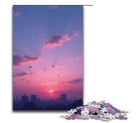 Puzzle Adult Birds Flying Across The Sky at Dusk Jigsaws 1000 Pieces Wooden Jigsaw for Kids Age 12 Years Up Challenging Game 1000 PCS(38x26cm)