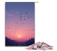 Puzzle Adult Birds Flying Across The Sky at Dusk Jigsaws 1000 Pieces Wooden Jigsaw for Kids Age 12 Years Up Challenging Game 1000 PCS(75x50cm)