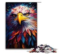Puzzle Adult Colorful Psychedelic Art Eagle Jigsaws 1000 Pieces Wooden Jigsaw for Kids Age 12 Years Up Challenging Game 1000 PCS(75x50cm)