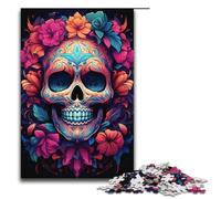 Puzzle Adult Colorful Psychedelic Fantasy Skull Jigsaws 1000 Pieces Wooden Jigsaw for Kids Age 12 Years Up Challenging Game 1000 PCS(38x26cm)
