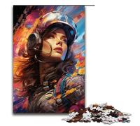 Puzzle Adult Colorful Psychedelic Female Pilot Jigsaws 1000 Pieces Wooden Jigsaw for Kids Age 12 Years Up Challenging Game 1000 PCS(75x50cm)