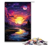 Puzzle Adult Colorful Psychedelic Neon Landscape Jigsaws 1000 Pieces Wooden Jigsaw for Kids Age 12 Years Up Challenging Game 1000 PCS(75x50cm)