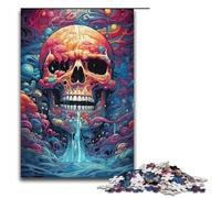 Puzzle Adult Colorful Psychedelic of A Skull Jigsaws 1000 Pieces Wooden Jigsaw for Kids Age 12 Years Up Challenging Game 1000 PCS(38x26cm)
