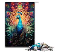 Puzzle Adult Colorful Psychedelic Peacock Jigsaws 1000 Pieces Wooden Jigsaw for Kids Age 12 Years Up Challenging Game 1000 PCS(75x50cm)