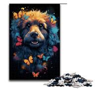 Puzzle Adult Colorful Psychedelic Poodle Butterfly Jigsaws 1000 Pieces Wooden Jigsaw for Kids Age 12 Years Up Challenging Game 1000 PCS(75x50cm)