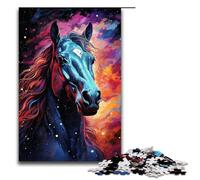Puzzle Adult Colorful Psychedelic Space Exploration Horse Jigsaws 1000 Pieces Wooden Jigsaw for Kids Age 12 Years Up Challenging Game 1000 PCS(75x50cm)