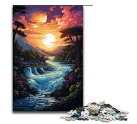 Puzzle Adult Colorful Psychedelic Sunset Landscape Jigsaws 1000 Pieces Wooden Jigsaw for Kids Age 12 Years Up Challenging Game 1000 PCS(75x50cm)