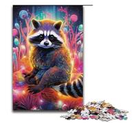 Puzzle Adult Colourful Art Raccoon Jigsaws 1000 Pieces Wooden Jigsaw for Kids Age 12 Years Up Challenging Game 1000 PCS(38x26cm)