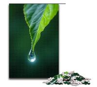 Puzzle Adult Crystal Clear Water Drops Falling from The Leaf Tip Jigsaws 1000 Pieces Wooden Jigsaw for Kids Age 12 Years Up Challenging Game 1000 PCS(75x50cm)