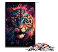 Puzzle Adult Nebula Tiger's Colorful Psychedelic Jigsaws 1000 Pieces Wooden Jigsaw for Kids Age 12 Years Up Challenging Game 1000 PCS(75x50cm)