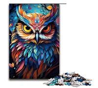 Puzzle Adult Painting Color Animal Owl Jigsaws 1000 Pieces Wooden Jigsaw for Kids Age 14 Years Up Challenging Game 1000PCS(75x50cm)