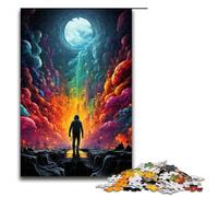 Puzzle Adult Painting Color Astronaut Jigsaws 1000 Pieces Wooden Jigsaw for Kids Age 14 Years Up Challenging Game 1000PCS(75x50cm)