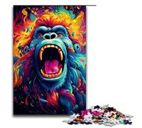 Puzzle Adult Painting of Colorful Angry Orangutan Jigsaws 1000 Pieces Wooden Jigsaw for Kids Age 14 Years Up Challenging Game 1000 PCS(75x50cm)