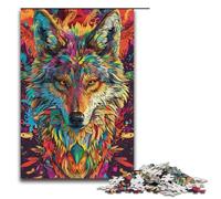 Puzzle Adult Psychedelic Colorful Art Wolf Jigsaws 1000 Pieces Paper Jigsaw for Kids Age 14 Years Up Challenging Game 1000 PCS(38x26cm)