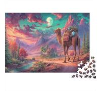 Puzzle Adults 1000 Pieces Camel Walks Under Moonlit Mountains, Educational Games Home Decoration Wildlife Great Gift Adult 70x50cm/1000pcs