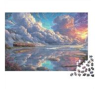 Puzzle Adults 1000 Pieces Coastal Train with Mirroring Cloud Sea, Educational Games Home Decoration Great Gift Adult 38x26cm/1000pcs