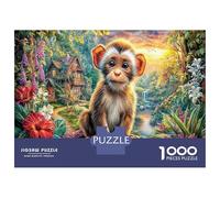Puzzle Adults 1000 Pieces Monkey in Tropical Garden, Educational Games Home Decoration Wildlife Great Gift Adult 52x38cm/1000pcs