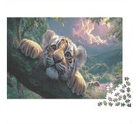 Puzzle Adults 1000 Pieces Tiger Cub Resting on Tree Branch, Educational Games Home Decoration Wildlife Great Gift Adult 70x50cm/1000pcs