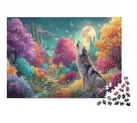 Puzzle Adults 1000 Pieces, Wolf Howls at Full Moon Night Wildlife, Impossible Hard Difficult Challenging, Home Decoration, Gift Men Women 70x50cm/1000pcs