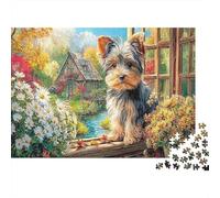 Puzzle Adults 1000 Pieces Yorkshire Terrier by Window, Educational Games Home Decoration Pet Great Gift Adult 70x50cm/1000pcs