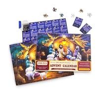 Puzzle Advent Calendar 2025: 1000-Piece Nativity Scene with 24 Numbered Boxes | Christmas Countdown Activity | Religious Manger Puzzle Set for Adults & Kids