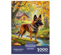 Puzzle Belgian Malinois Dog 1000 Piece Challenge Game for Adults,Pastoral Style Impossible Jigsaw Puzzles 1000 Piece Educational Game Home Decoration 70x50cm/1000pcs
