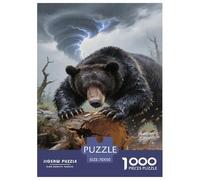 Puzzle Black Bear 1000 Pieces Challenge Game for Adults,Stormy Weather Impossible Jigsaw Puzzles 1000 Piece Educational Games Home Decoration 70x50cm/1000pcs