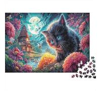 Puzzle Black Kitten Curious About Honeycomb Jigsaw Adults 1000 Pieces, Pet Educational Games Home Decoration 52x38cm/1000pcs