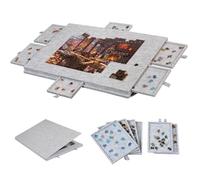 Puzzle Board Adjustable Tilting Stand, Large Portable Jigsaw Puzzle Table, Felt Surface with Cover for Secure Storage & Easy Sorting, Up to 2000 Pieces gray