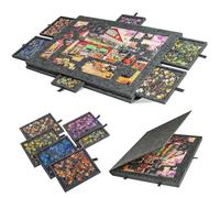 Puzzle Board Adjustable Tilting Stand, Large Portable Jigsaw Puzzle Table, Felt Surface with Cover for Secure Storage & Easy Sorting, Up to 2000 Pieces black