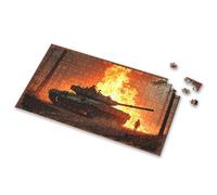 Puzzle Board War Tank Amidst Fiery Forest Battle Scene Picture Puzzle Toys For Boys 4-6 Toys For Ages 2-4(1000PCS)