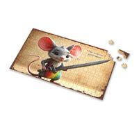Puzzle Books For Adults Brave Mouse Warrior With Rainbow Tail Holding Sword Picture Puzzle Puzzle 500 Pieces Puzzle Board(300PCS)