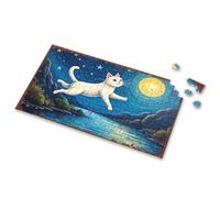 Puzzle Books For Adults Floating Cat Under A Starry Night Sky Picture Puzzle Puzzles 500 Pieces Jigsaw(500PCS)