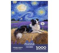 Puzzle Border Collie Dog 1000 Pieces Challenge Toy for Adults,Tranquil Flower Clusters Impossible Jigsaw Puzzles 1000 Pieces Educational Game Home Decoration 38x26cm/1000pcs