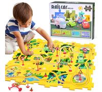 Puzzle Car Track Set Toys for 3 4 5 6 Year Old Boy, Floor Puzzle Tracks
