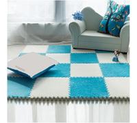 Puzzle Carpet Squares 80 Pcs 30x30cm Plush Foam Mats Square Interlocking Floor Mat(Blue+White,0.6cm thick)