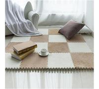Puzzle Carpet Squares 80 Pcs 30x30cm Plush Foam Mats Square Interlocking Floor Mat(Light Brown+White,0.6cm thick)