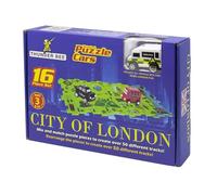 Puzzle Cars Ambulance City of London - Motorized Car with Interchangeable Puzzle Pieces, Road Signs & Accessories, Battery Included - Educational Toy for Kids Ages 3+