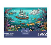 Puzzle Cartoon Ocean World 1000 Piece Challenge Toy for Adults,Whimsical Ocean Adventure Impossible Jigsaw Puzzles 1000 Piece Educational Games Puzzle Gifts 38x26cm/1000pcs