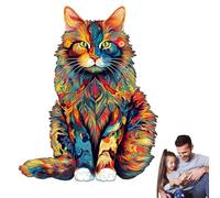 Puzzle Cat - Cat Wood Puzzles Entertainment Toys, Unique Art Design Fine Motor Skill + 15x19cm Compact Size, Smooth Natural Thickened Wood - For Adult Kids Home Decoration And Living Room