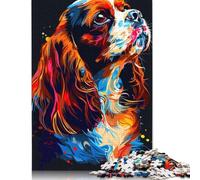 Puzzle Cavalier King Charles Spaniel Dog 1000 Piece Jigsaw Puzzle Game Wood Jigsaw for Adults And Kids Age 12 And Up Family Activity Size 75x50cm