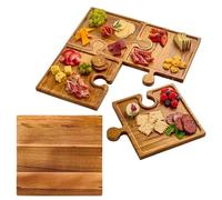 Puzzle Charcuterie Board, with Convenient Carry Design, 29x23x1.2cm, Puzzle Piece Wooden Charcuterie Board with Handles, Extra Large Serving Platter Tray, ed, for Cheese, Meat, Candies